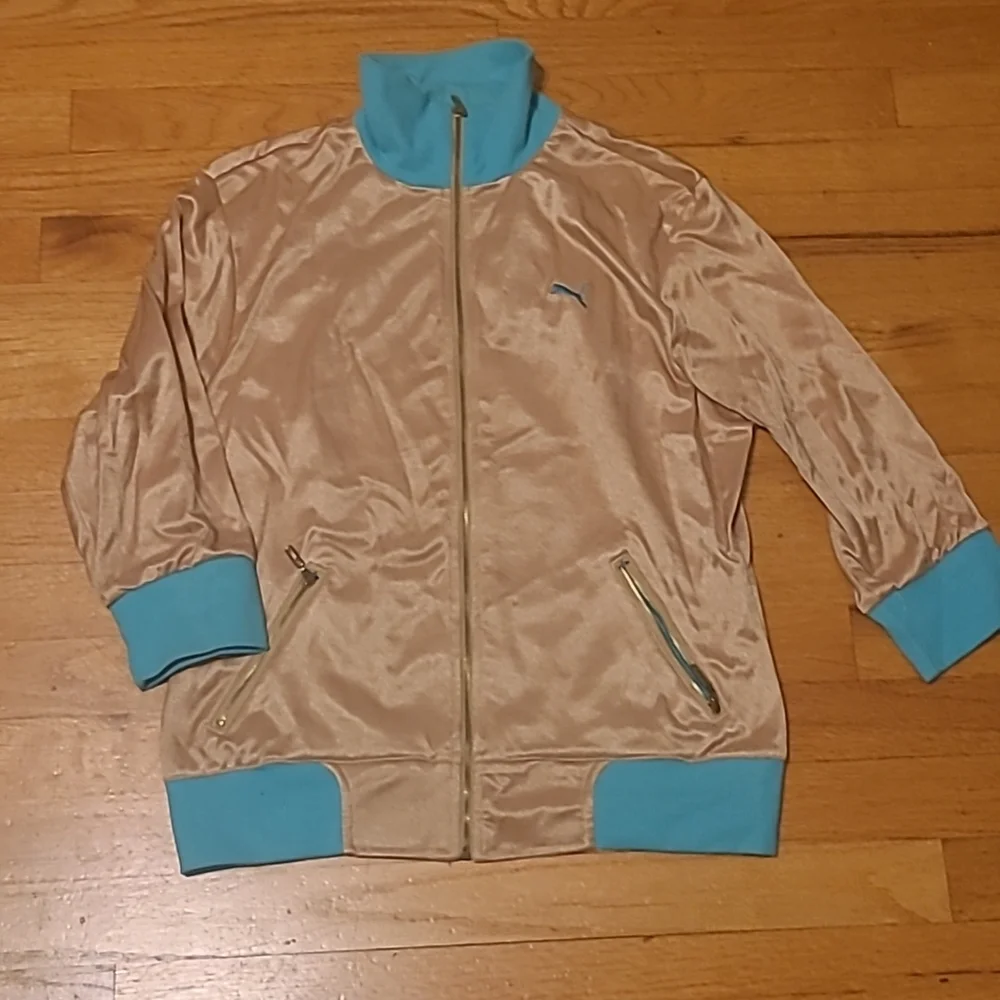 Vintage Puma Gold and Teal Tracksuit Jacket Size XL